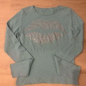 LAST CHANCE B4 REGIFT! Lucien Pellat-Finet Rare cashmere sweater w\jeweled Lips